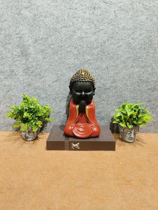 Elegant Red Robe Buddha Head Showpiece – 17 x 29 cm
