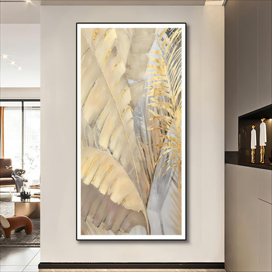 Tropical Leaf Leather Wall Painting [ 90 X 180 CM]
