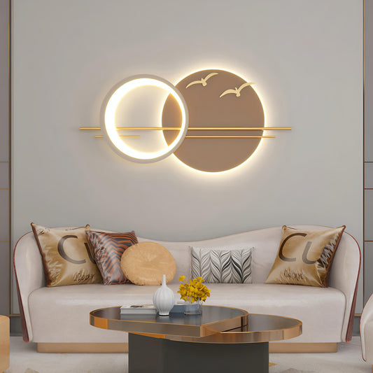 Modern LED Circular Wall Art With Birds