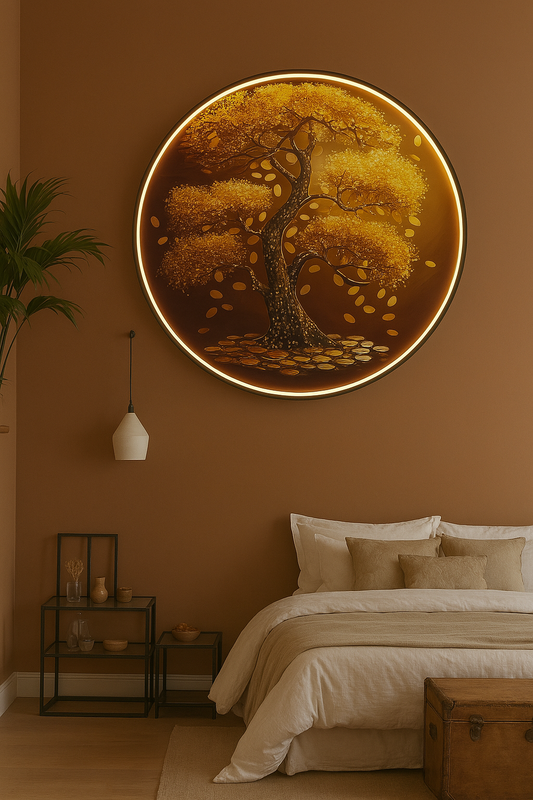 Premium Round LED Crystal Wall Art for Home, Living Room, Bedroom.