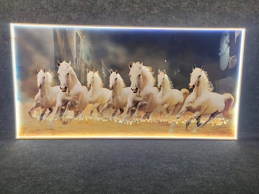 Seven Running Horses LED Crystal Painting size-(24*48 inch+led)