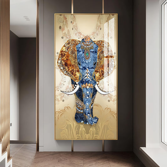 Embroidery LED Painting of Elephant for Home Wall Decor, size:-(24*48 inch +led)
