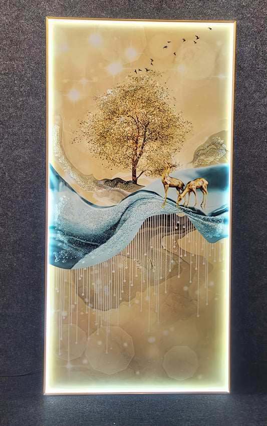 Crystal Glass Painting with LED Backlight size:-(36*72 inch+led)