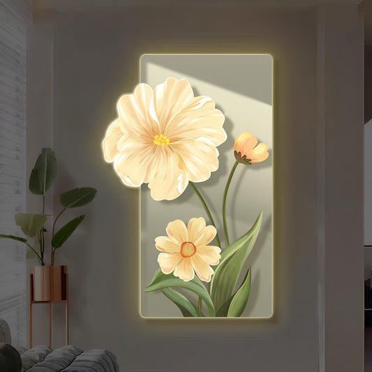 Modern Led Flower Wall Art, Beautiful Living Room Painting (Size:- 2*4 feet)