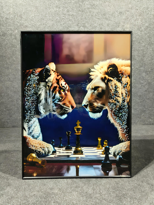 Lion & Tiger Crystal Glass Painting