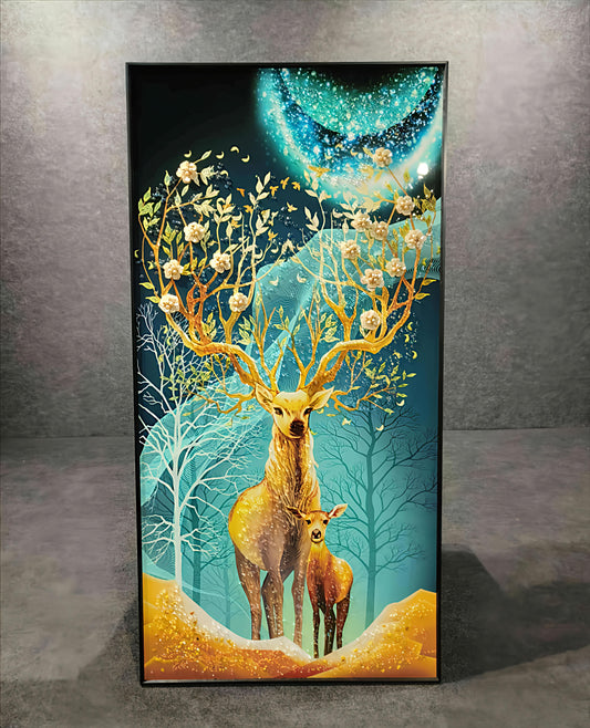 Modern Crystal Glass Painting with Aluminium Frame (60 X 120 CM)