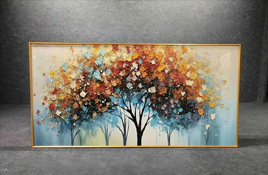 Modern Crystal Glass Painting with Aluminium Frame (60 X 120 CM)
