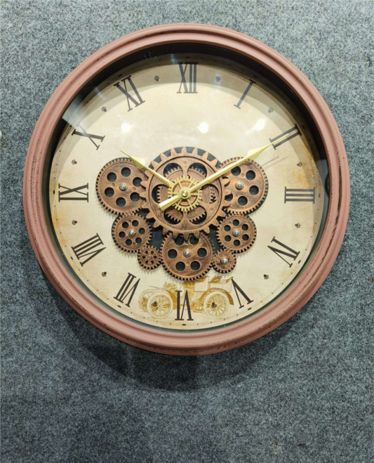 Vintage Moving Gear Analog Wall Clock For Home Decor, Office, Bedroom, Living room