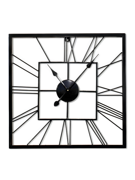 Black Square Shaped Metal Wall Clock (Size 50 X 50 CM)