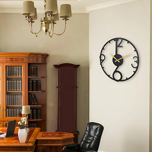 Bold Black Metal Wall Clock | Oversized Modern Design for Home Decor
