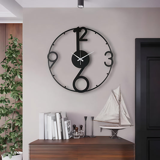 Bold Black Metal Wall Clock | Oversized Modern Design for Home Decor