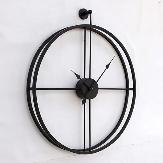 Modern Black Metal Wall Clock – Iron Frame Silent Movement for Home & Office (24 Inch)