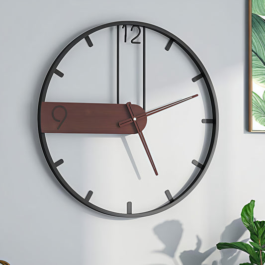 Wooden Accent Designer Wall Clock – Black Frame with Minimal Dial