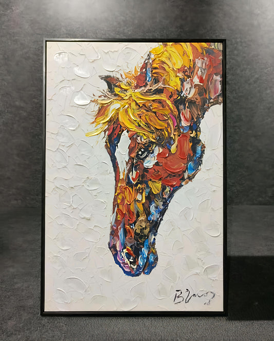 Vibrant Stallion – Handmade Textured Horse Painting (60 x 90 CM)