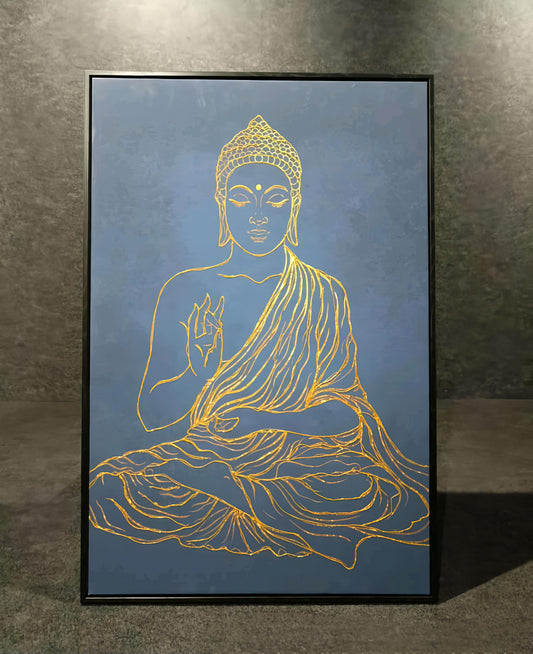 Golden Serenity – Minimalist Buddha Handmade Painting (60 x 90 CM)