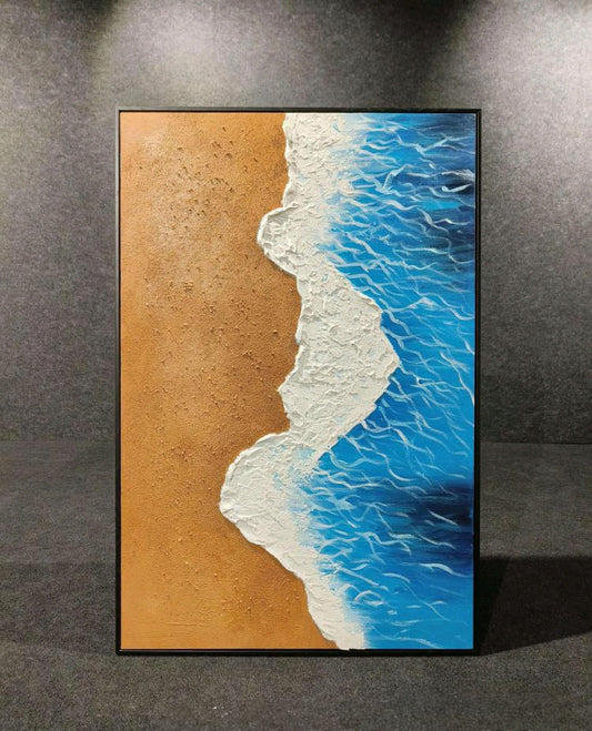 Coastel Beach– Textured Wall Art & Ocean Painting (80 x 120 CM)