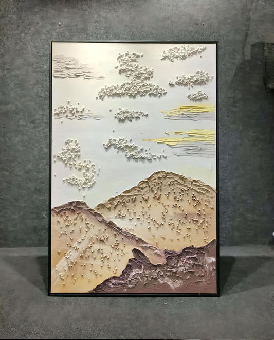 Textured Hillside & Cloudscape 3D Handmade Painting