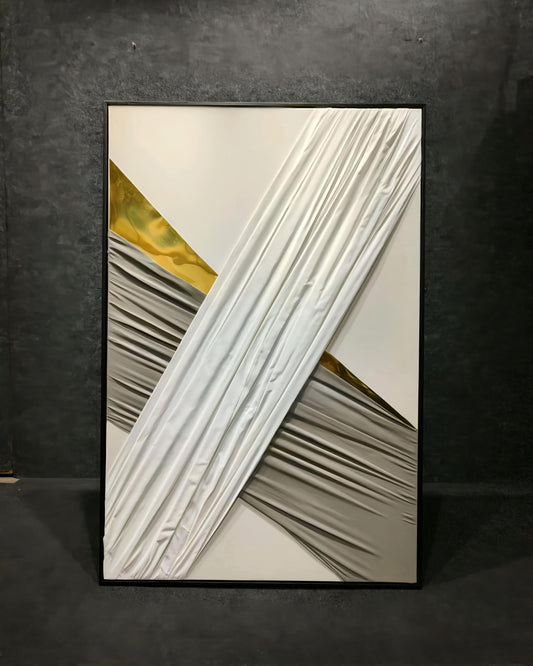 Minimal Draped Metallic Abstract Wall Painting (80 x 120 CM)
