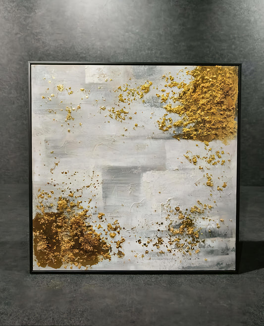 Abstract Golden Handmade Painting (80 x 80 CM)