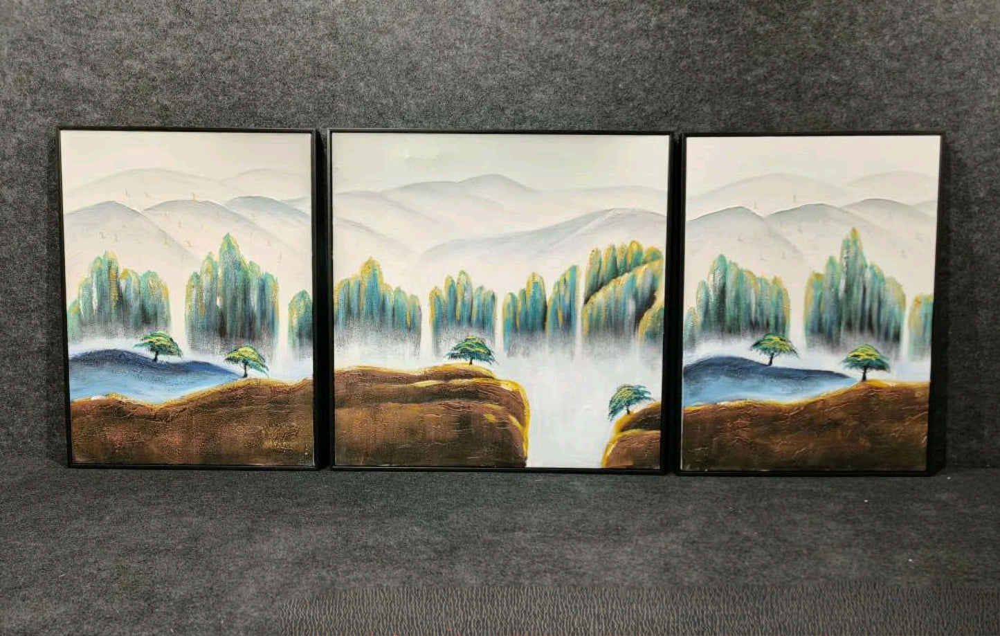 Mystic Hills– 3 Piece Nature-Inspired Landscape Wall Art Set (60 x 80 CM)(80 x 80 CM)