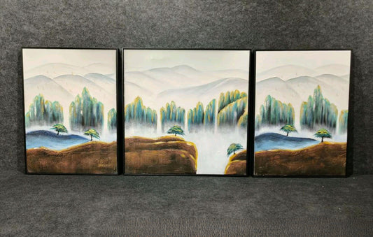 Mystic Hills– 3 Piece Nature-Inspired Landscape Wall Art Set (60 x 80 CM)(80 x 80 CM)