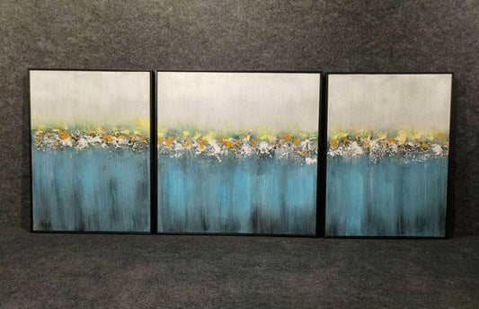 3 Piece Handmade Abstract Canvas Wall Art Set (2 Piece of 80x60 CM) (1 piece of 80x80 CM)
