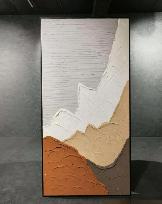 Mountain Peaks – Handmade Minimalist Texture Painting (80 x 160 CM)