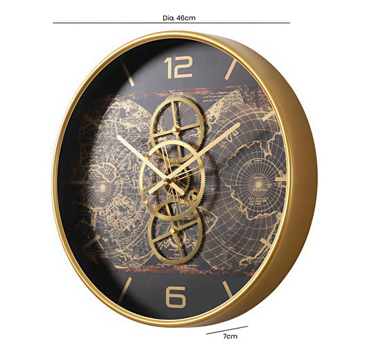 World Gear Timepiece- Metal moving Gear Wall Clock (46 x 46 CM)