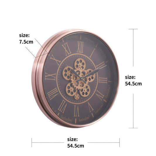 Timeless Bronze Roman Metal moving Gear Wall Clock (55 x 55 CM)