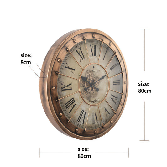 Vintage Brass- Metal moving Gear Wall Clock (80 x 80 CM)