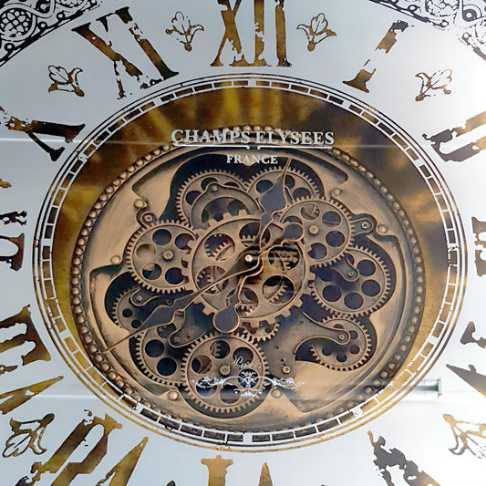Imperial Mirror Moving Gear Metal Wall Clock (80 x 80 CM)