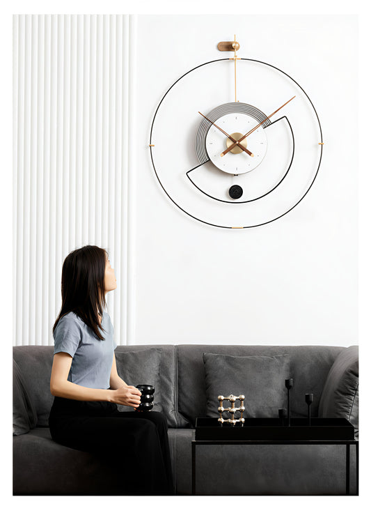 Geometric Modern Metal Wall Clock (32 x 36 Inch)