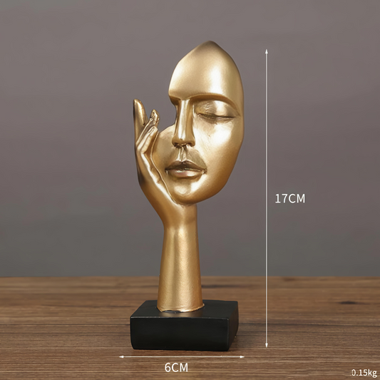 Golden Serenity Face on Hand Resin Showpiece – (17 x 6.5 cm)