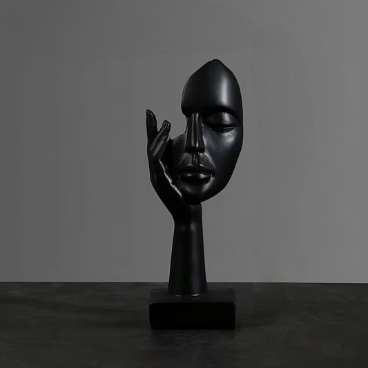 Black Serenity Face in Hand Resin Showpiece(17 x 6.5 cm)