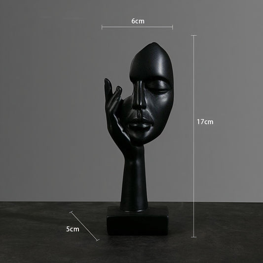 Black Serenity Face in Hand Resin Showpiece(17 x 6.5 cm)