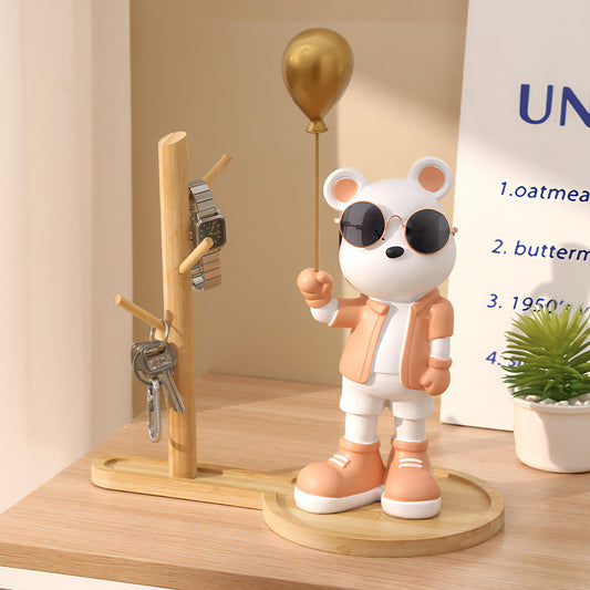 Bear holding Balloon with Sunglasses Figure & Showpiece (11 x 8 x 34 CM)