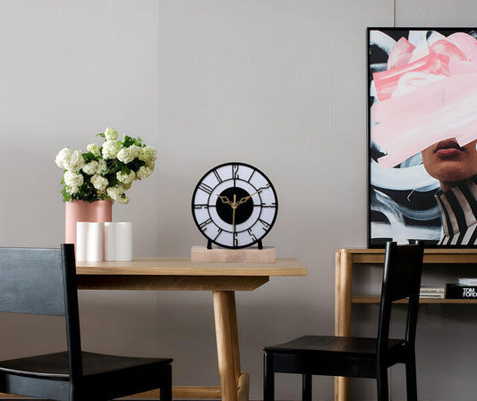 Designer Metal Table Clock for Living Room & Home, Used for Study Table/Office Desk/Showpiece/Gift Item (6 inch)