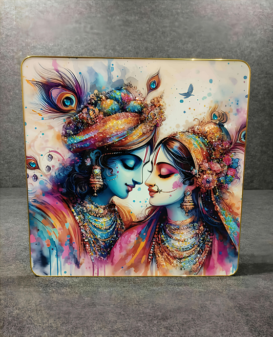 Radha Krishna Crystal Glass Painting (60x60 CM)