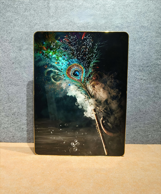 Mor Pankh & Flute Crystal Glass Painting (60x80 CM)
