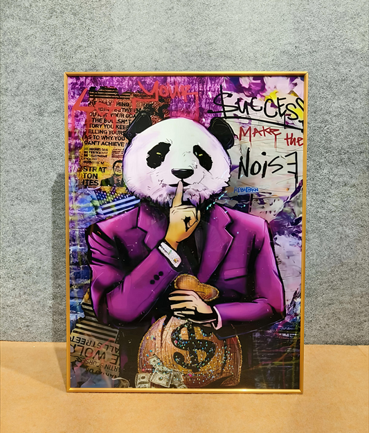 Panda Mafia Boss Crystal Glass Painting– 60 x 80 CM