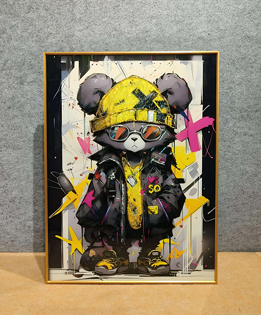 Hip-Hop Bear Crystal Glass Painting– 60 x 80 CM