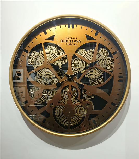 Golden Metal Gear Wall Clock– 60 CM Industrial Vintage Design