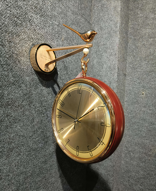 Golden Bird Hanging Wall Clock – Double Side Wall Clock (360° View)