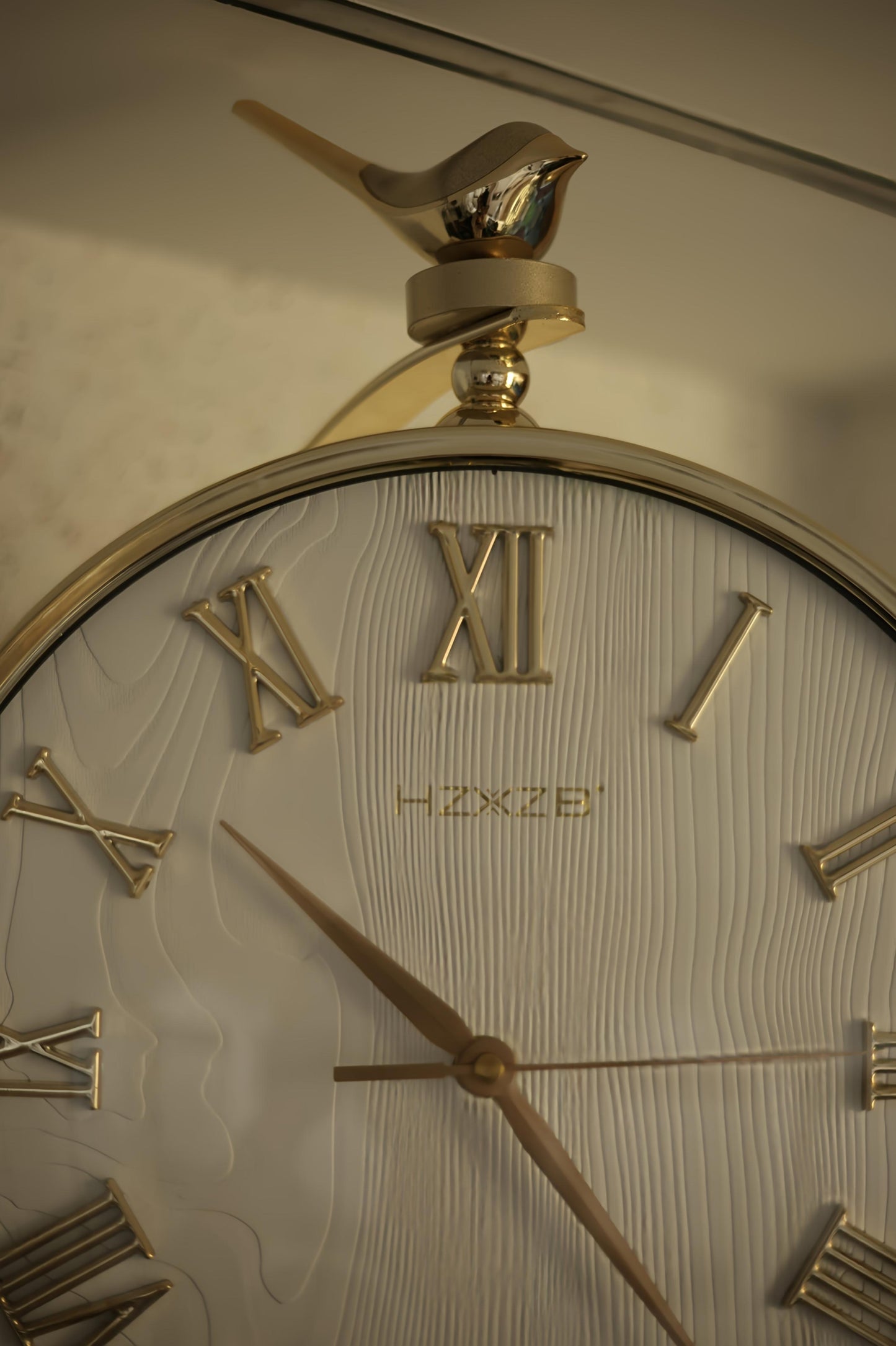 Luxury Double-Sided Wall Clock with Golden Bird Accent