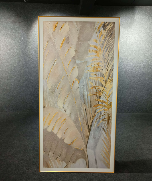Tropical Leaf Leather Wall Painting [ 90 X 180 CM]