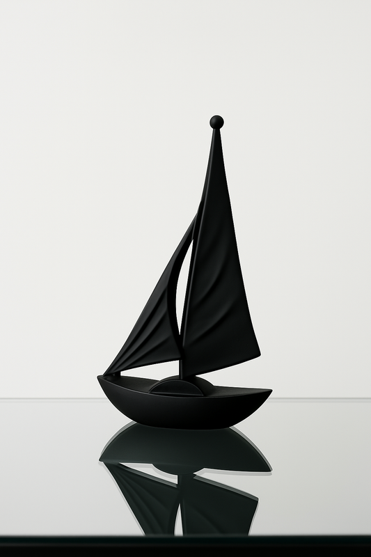 Minimalist Sailboat Sculpture Showpiece – Black & White Variants (26 x 16 x 7 CM)