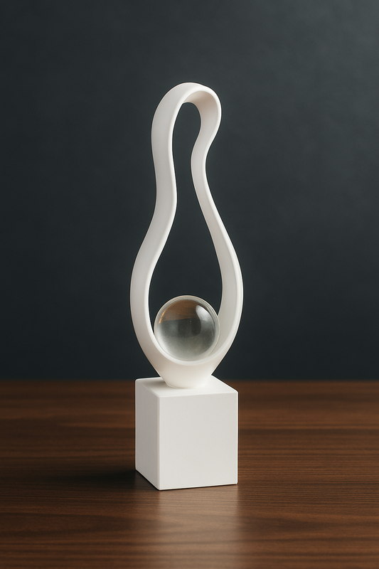 Modern Abstract Loop Sculpture with Glass Sphere Showpiece (30 x 9 x7 CM)