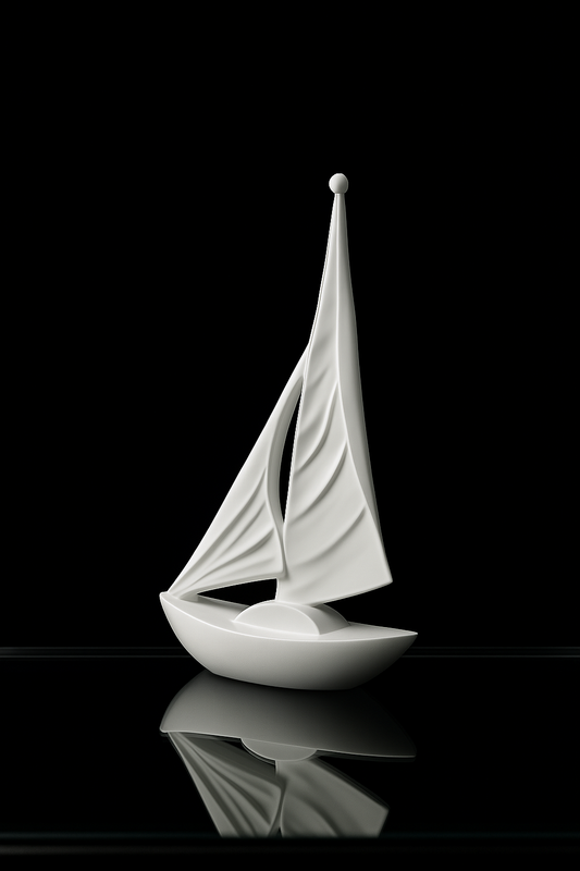 Minimalist Sailboat Sculpture Showpiece – Black & White Variants (26 x 16 x 7 CM)