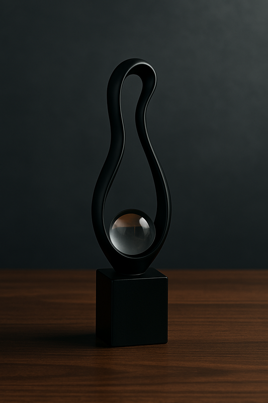 Modern Abstract Loop Sculpture with Glass Sphere Showpiece (30 x 9 x7 CM)